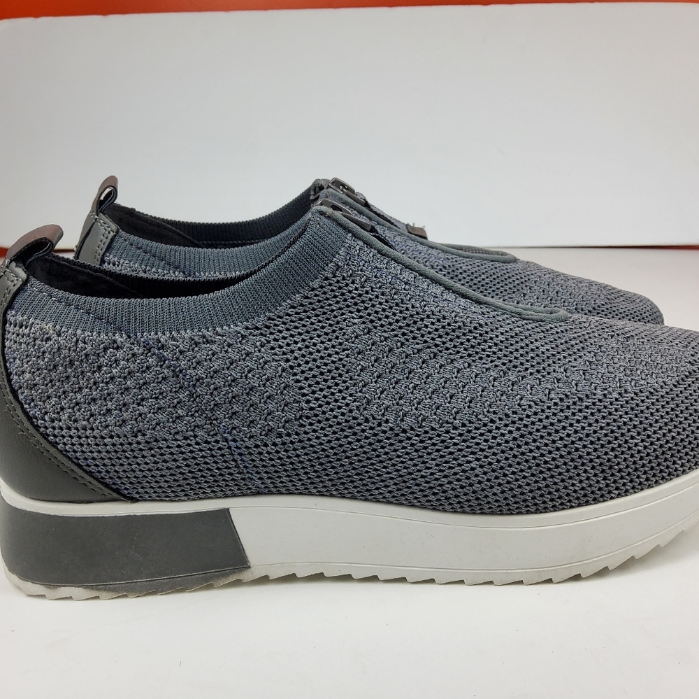 Anne Klein Womens Front Zip Sneaker Walking Grey Mesh 9.5M(lot473)